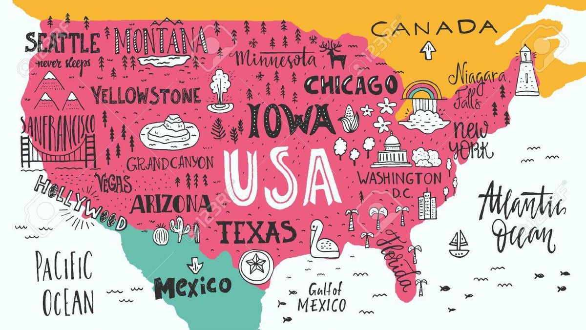 Достопримечательности США карта