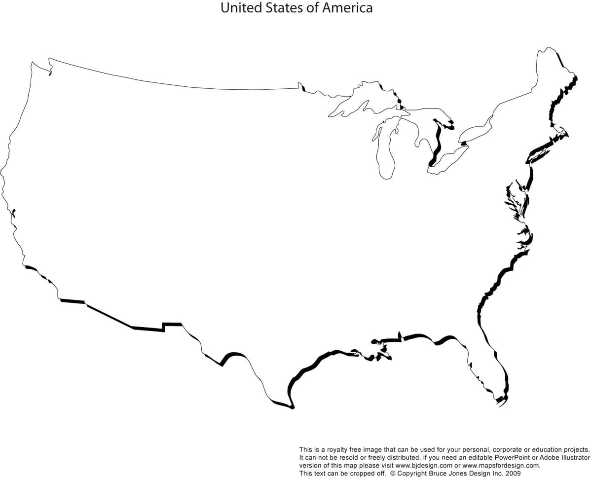 Контурная карта США