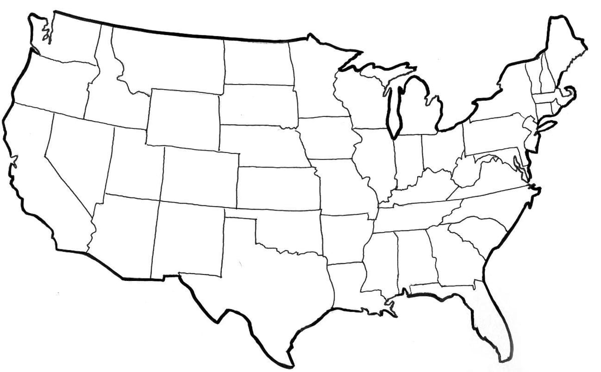 США векторная карта