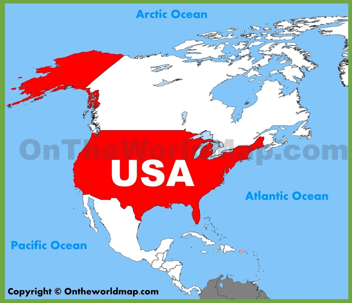 севернее карте США
