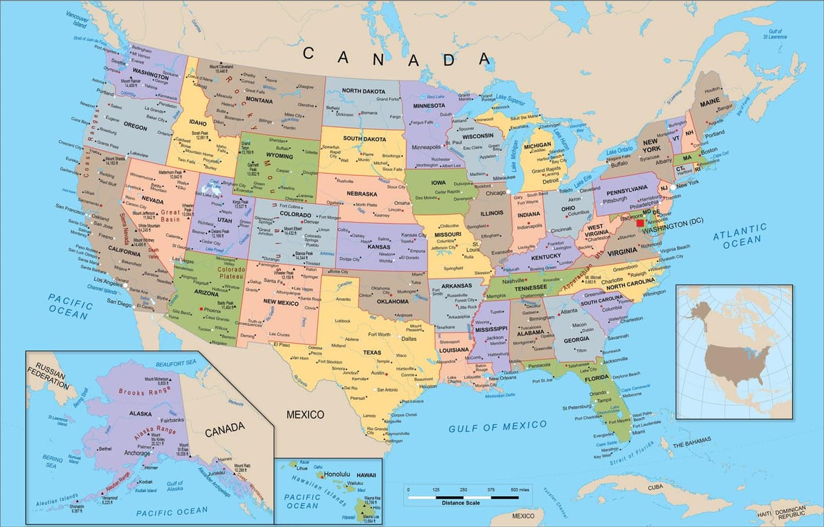политическая карта США