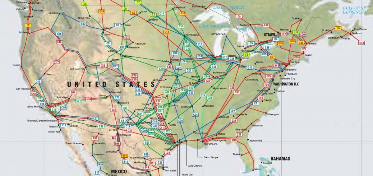 карта США трубопровода