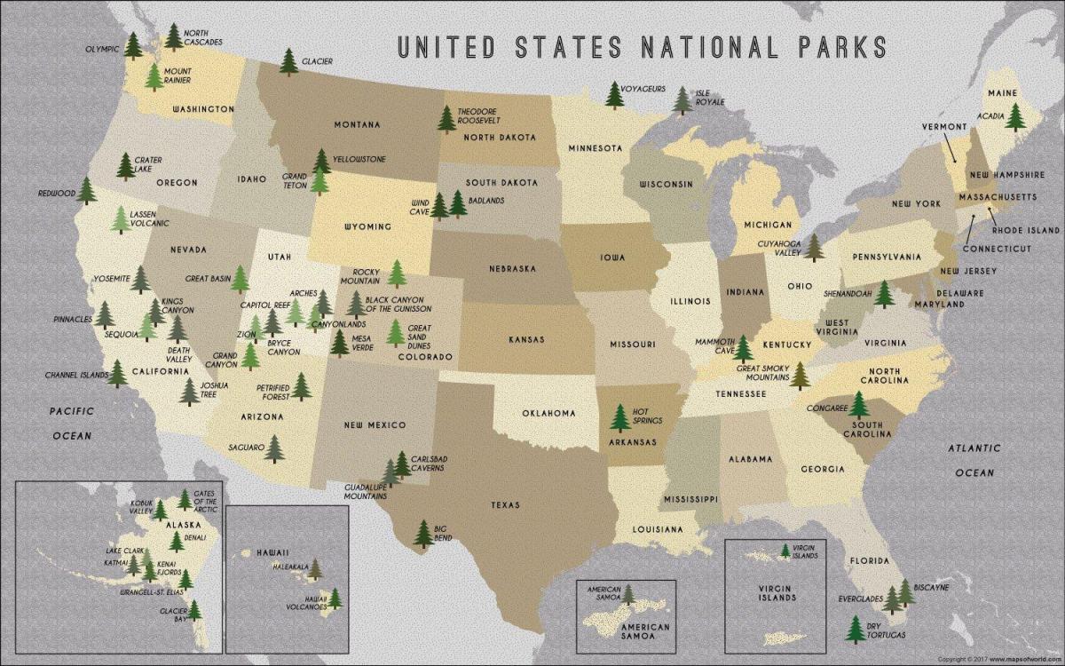 карта парков США