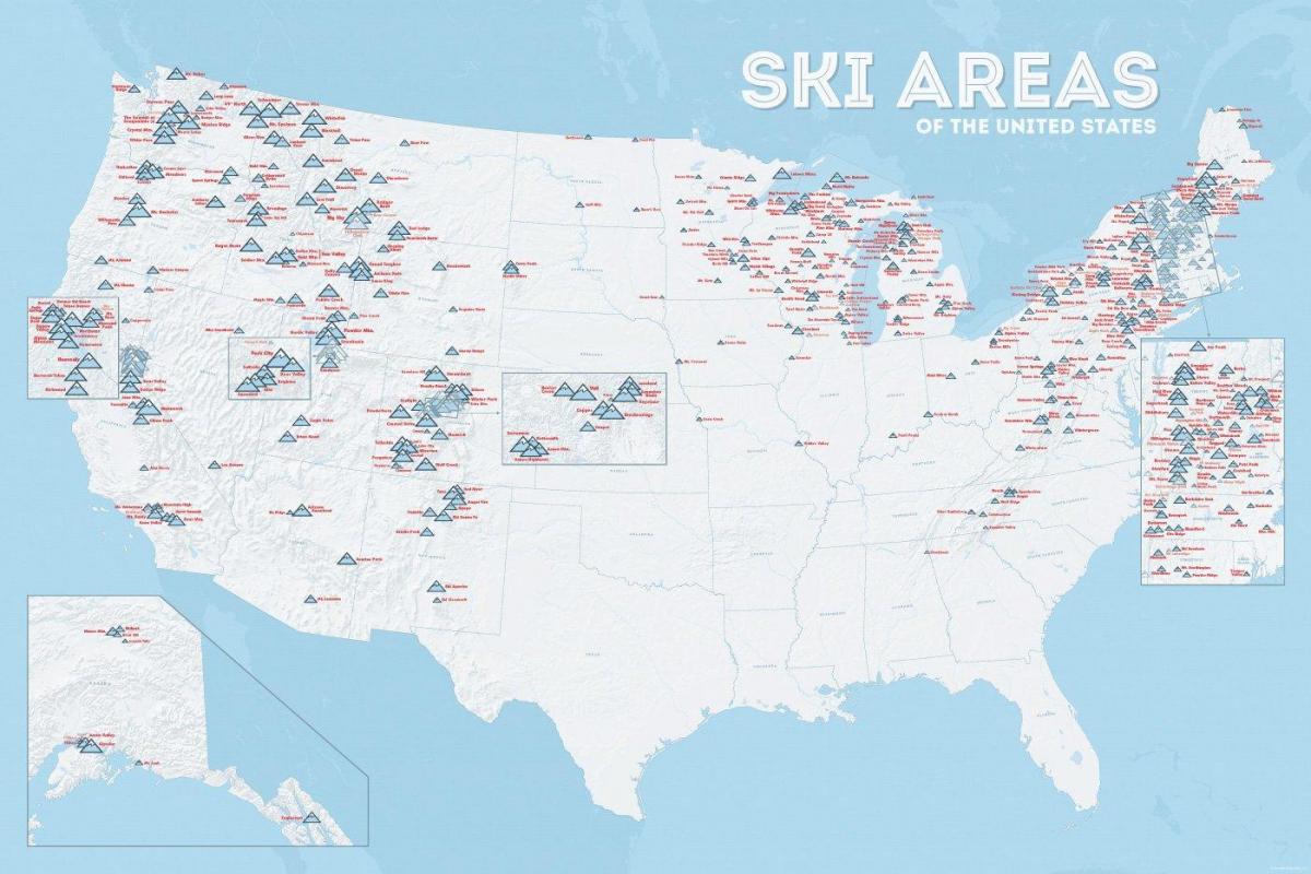 США горнолыжные курорты карта