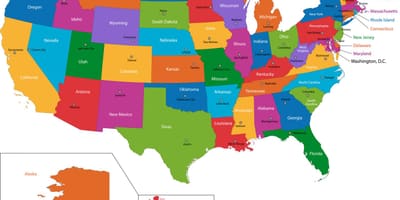 Карта США со Штатами и столицами