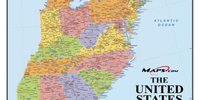 Карта восточное побережье США