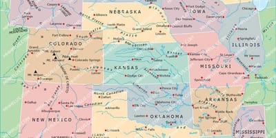 Карта центральной части США