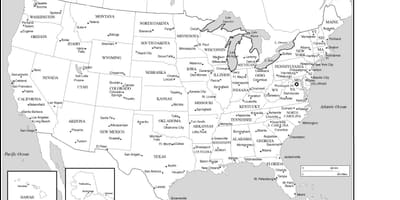 Карта США с крупными городами