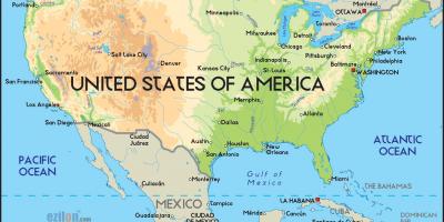 Карта США с океанами