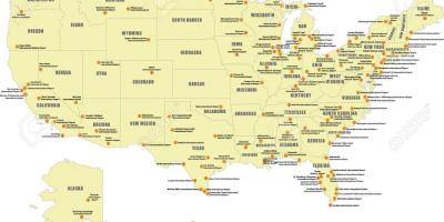 Карте крупных аэропортов США